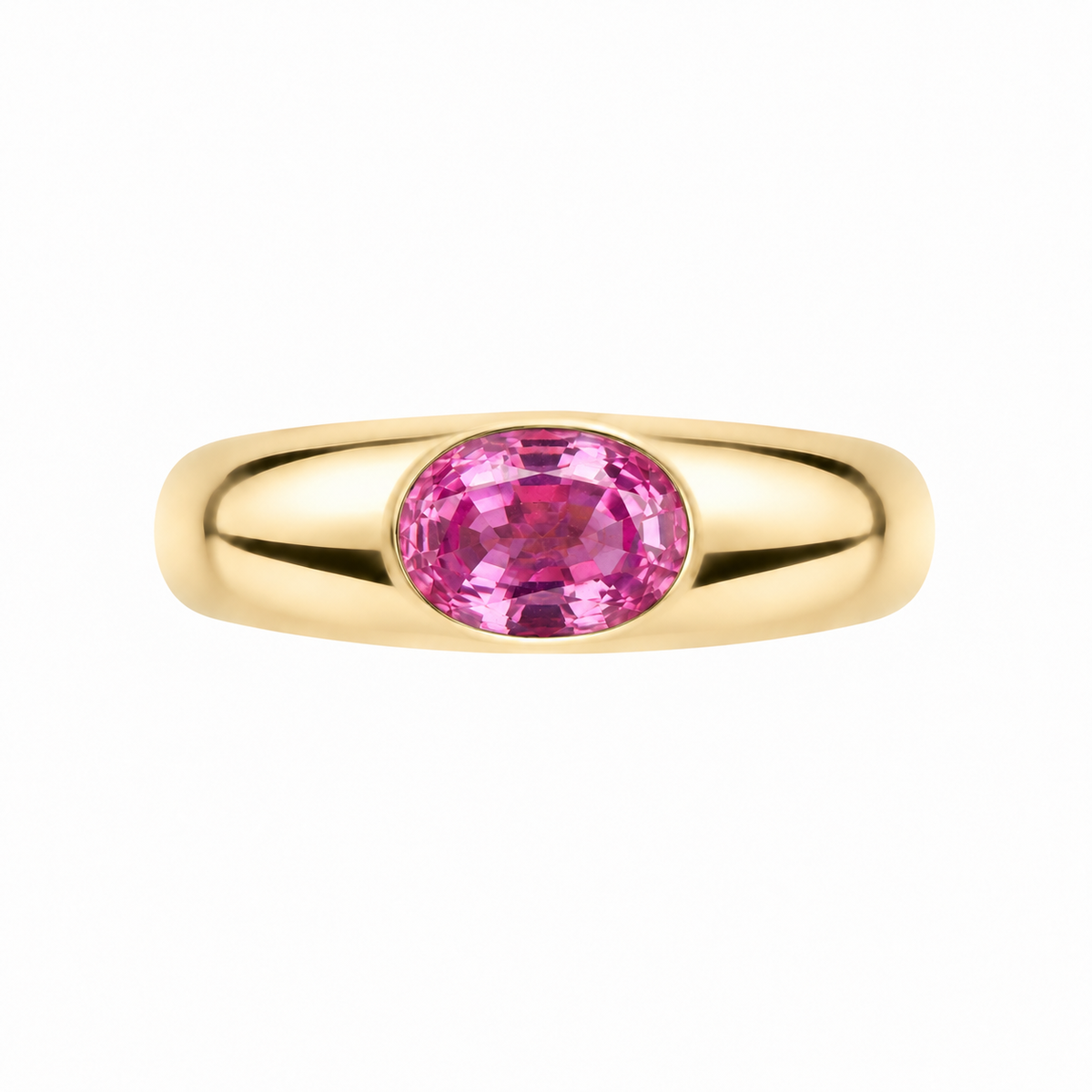 M Croissant Pink Sapphire Ring