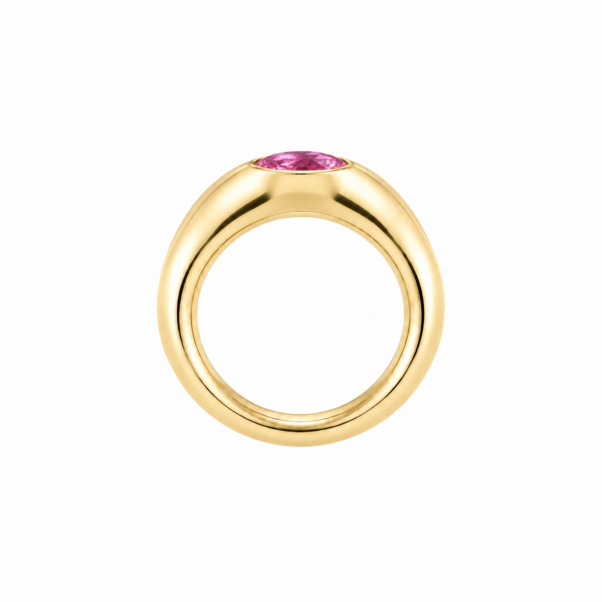 M Croissant Pink Sapphire Ring