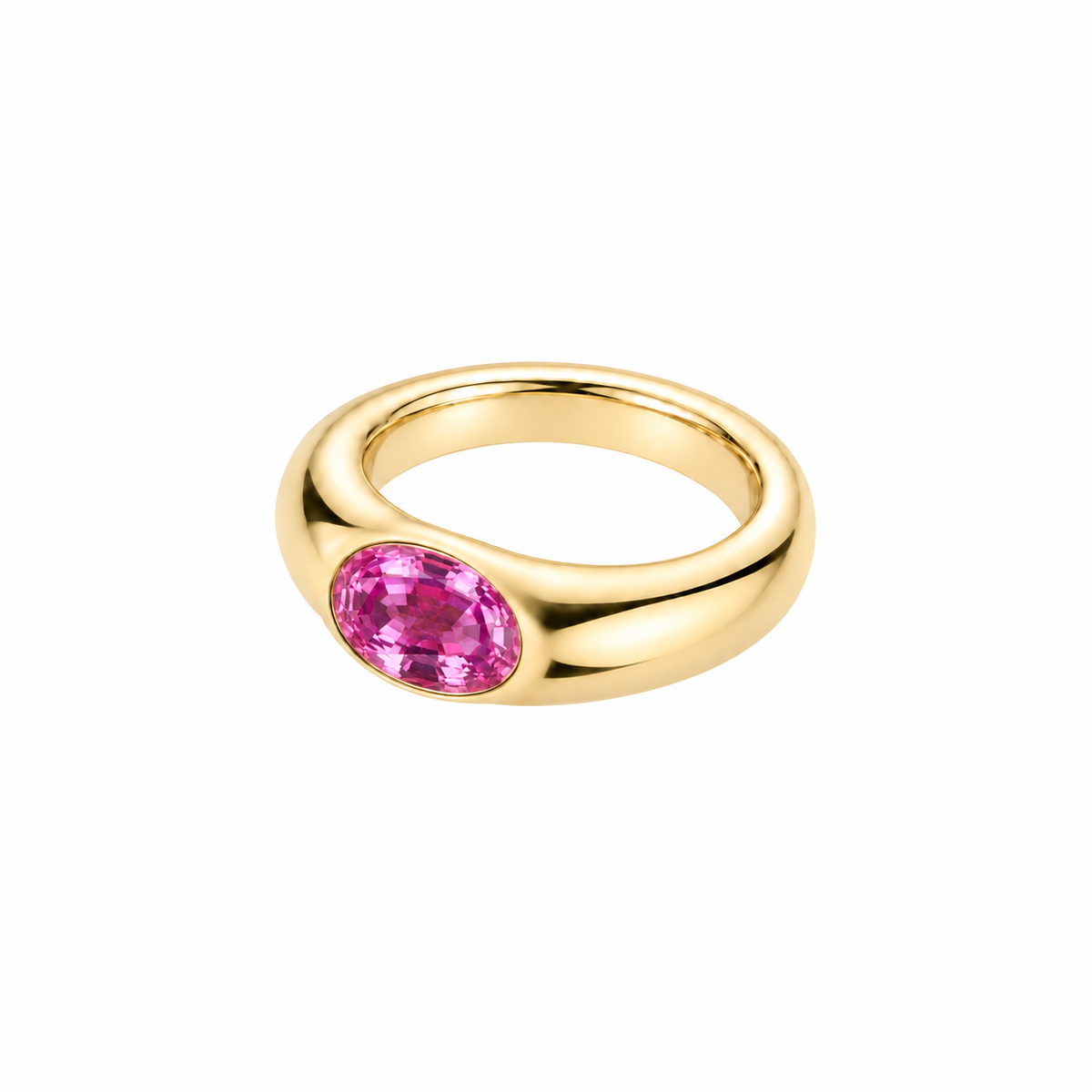 M Croissant Pink Sapphire Ring